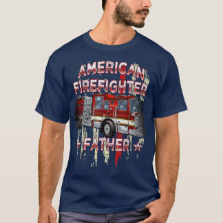 T-shirt Frapeau américain père pompier pour pompier pompie