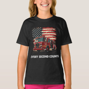T-shirt Frapeau américain pompier léger ligne rouge pompie