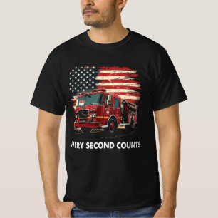 T-shirt Frapeau américain pompier léger ligne rouge pompie