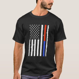 T-shirt Frapeau américain pompier mince Red Blue Line P