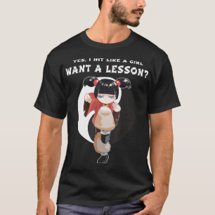 T-shirt Frappe comme une fille Kung Fu Martial Art Kids Fu