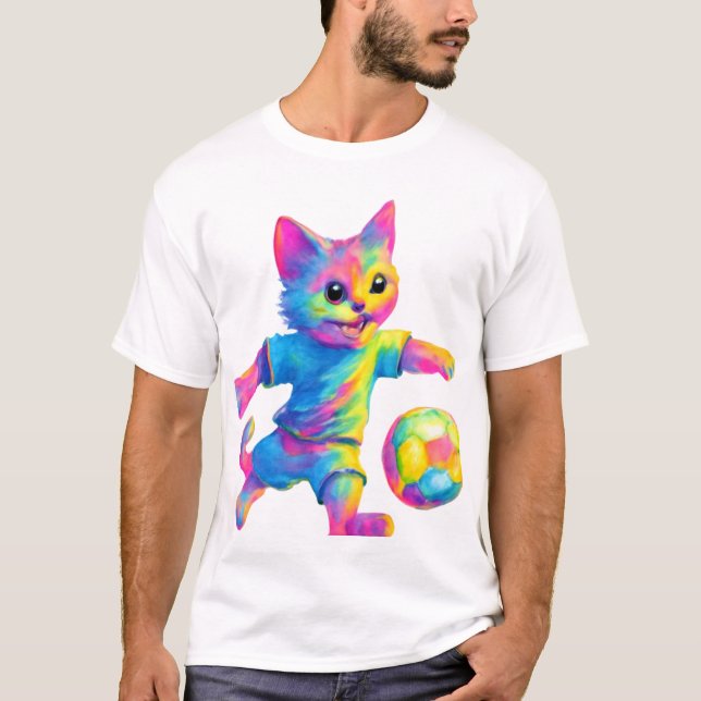 T-shirt Frappe de chat - Joli Soccer Jouer Chat (Devant)