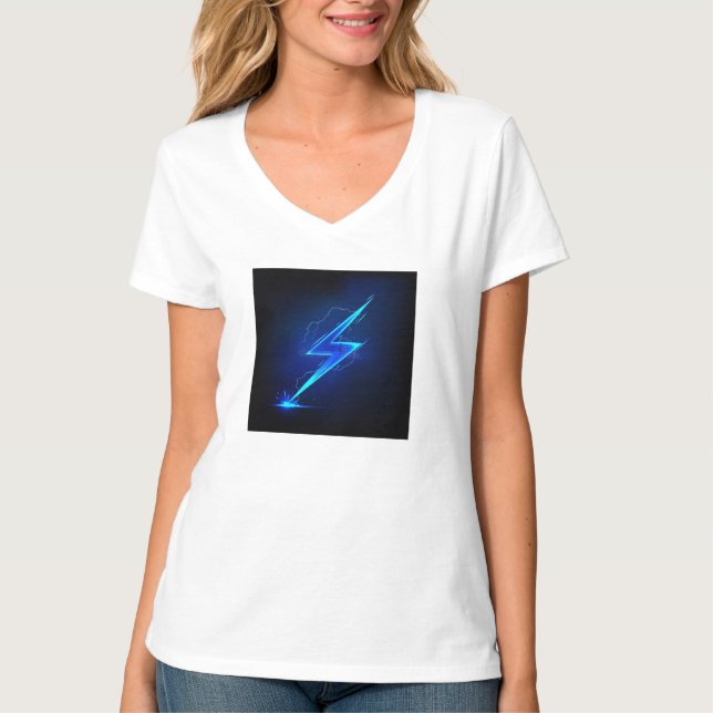 T-shirt "Frappée : Tee blanche féminine avec tonnerre d'ar (Devant)