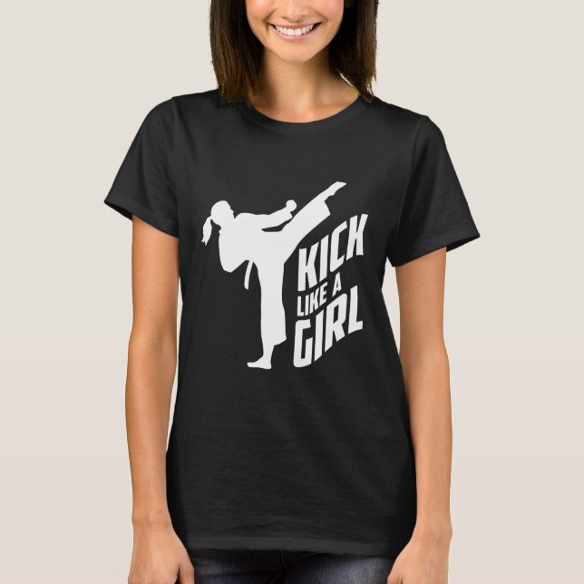 T-shirt Frapper comme une fille - fille de kickboxing kara (Devant)