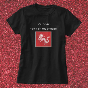 T-shirt Frapper l'année rouge et blanche du dragon