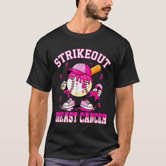 T-shirt Frapper le cancer du sein Baseball Drip P (Devant)