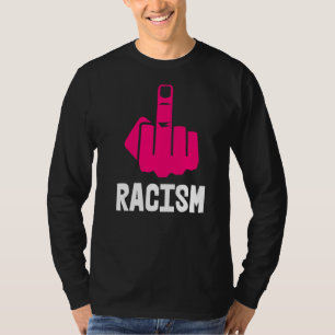 T-shirt Frapper Racisme Doigt Moyen Rose Chaud Blanc