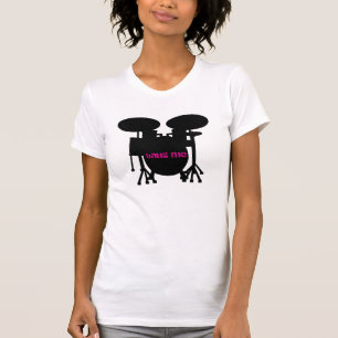 T-shirt Frappez-moi pièce en t rose réglée de tambour