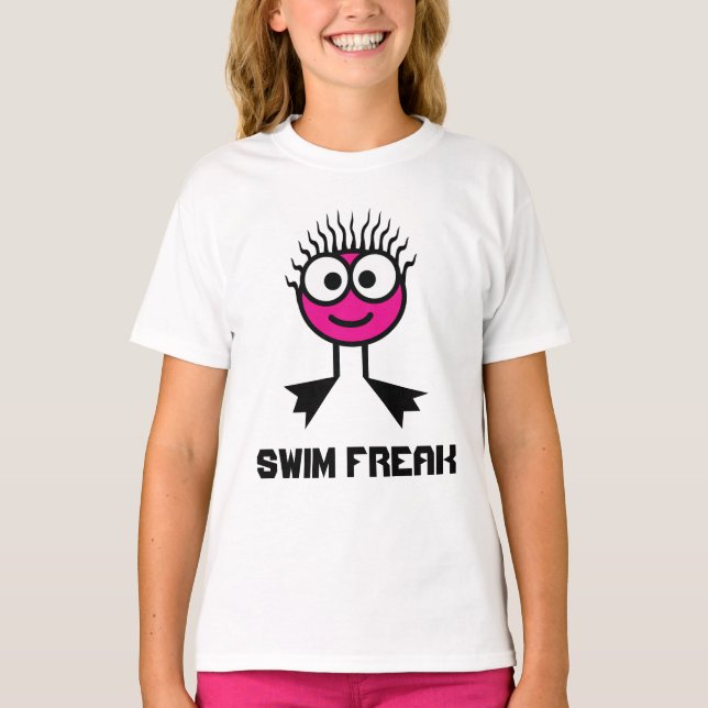 T-shirt Freak de nage - Caractère de nage rose (Devant)