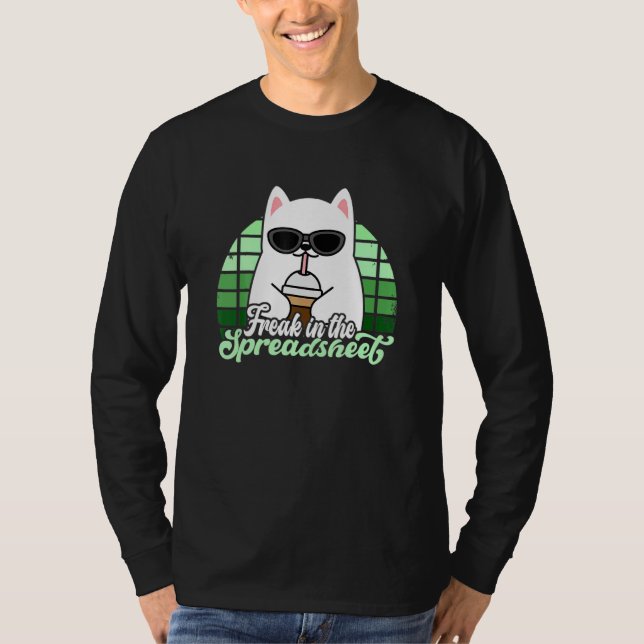 T-shirt Freak In He Spreadsheets Excel Cat Accountant Acco (Devant)
