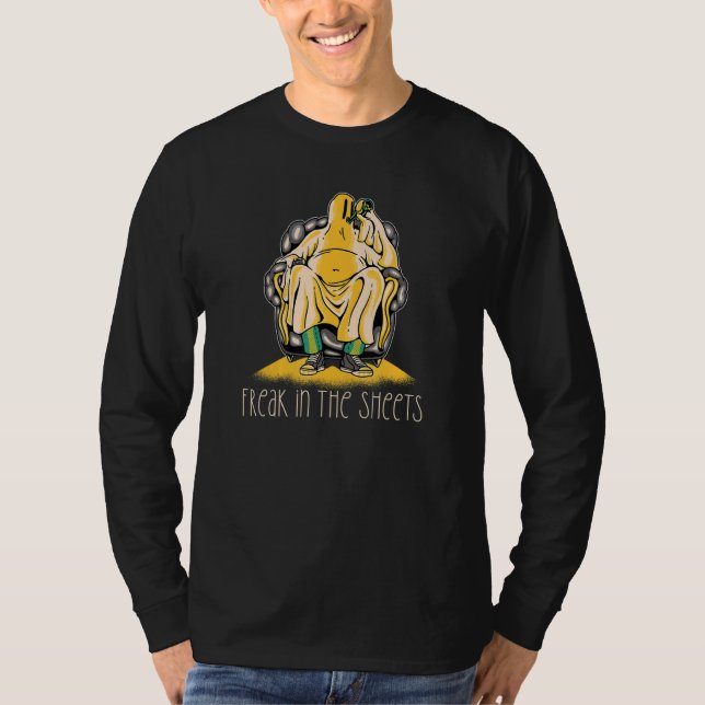 T-shirt FREAK IN THE SHEETS Drunk Ghost Halloween Meme (Devant)