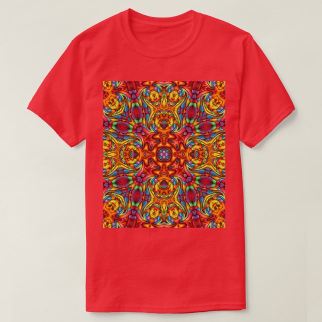 T-shirt Freaky Tiki Rouge Vintage fractal Kaleidoscope (Design devant)