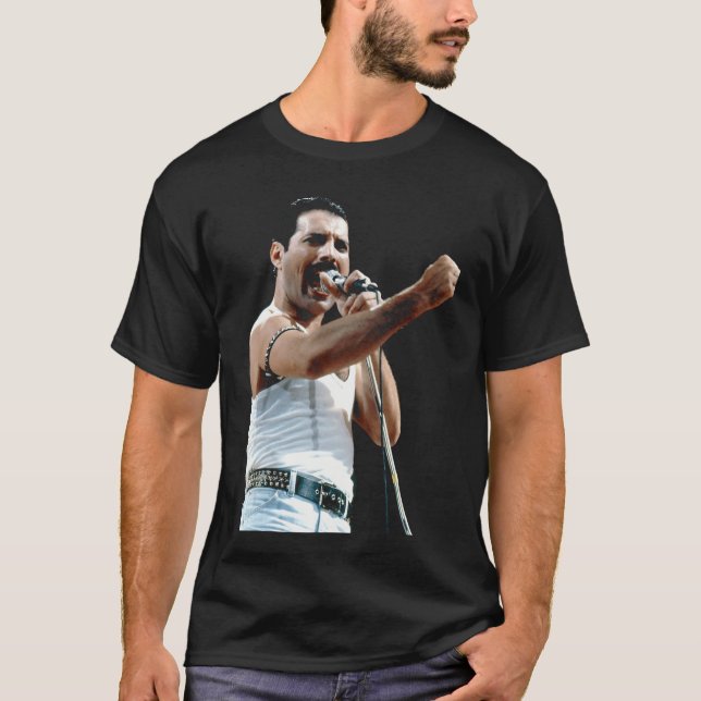 T-shirt Freddie Mercury Of Rock Group Queen At Live Aid 19 (Devant)