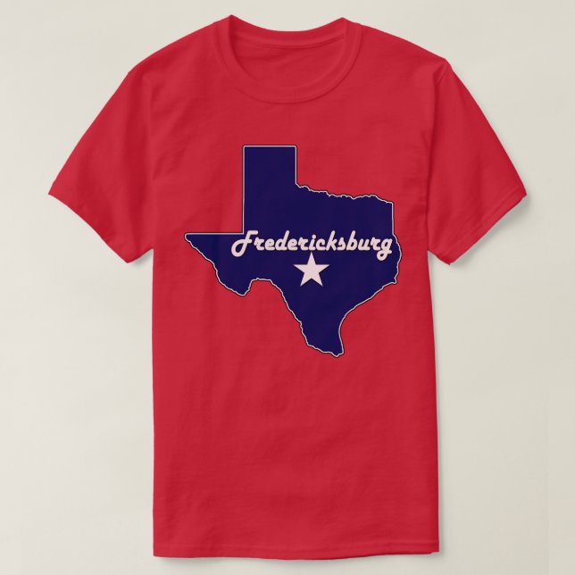 T-shirt Fredericksburg Texas Navy Blue Lone State Map Texa (Design devant)