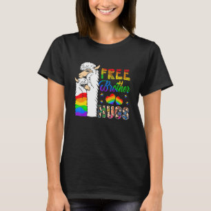 T-shirt Free Brother Hugs Deux Llamas Fier Lgbt Supporter
