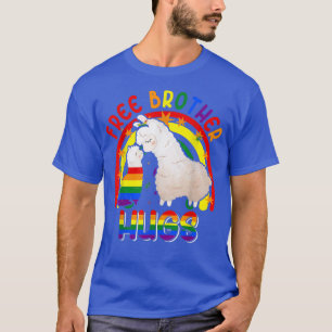 T-shirt Free Brother Hugs Two Llamas Proud LGBT Rainbow Fa