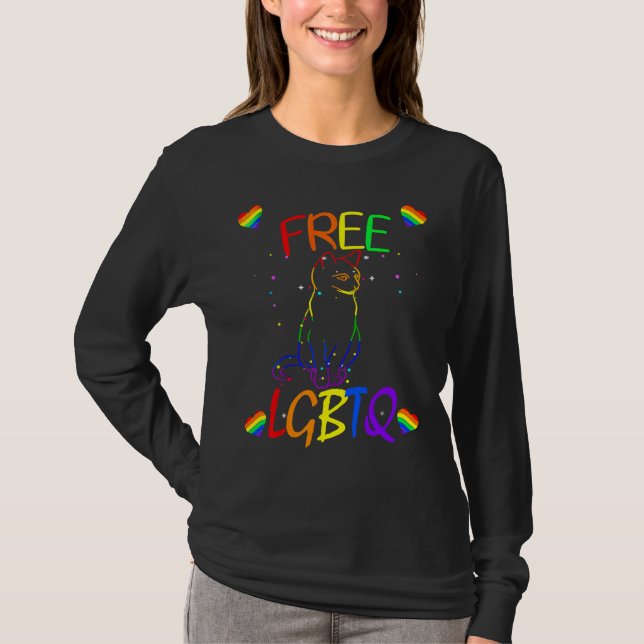 T-shirt Free Cats Hearts LGBTQ Lesbian Prides (Devant)