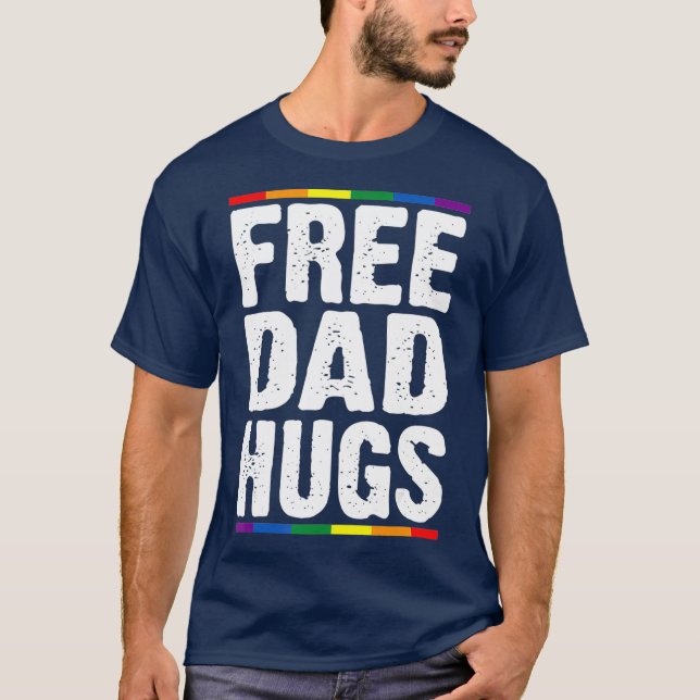 T-shirt Free Dad Hugs LGBT soutient Happy Pride Moth (Devant)