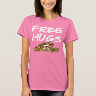 T-shirt Free Hugs Cartoon Hamster Texte blanc T Chemise
