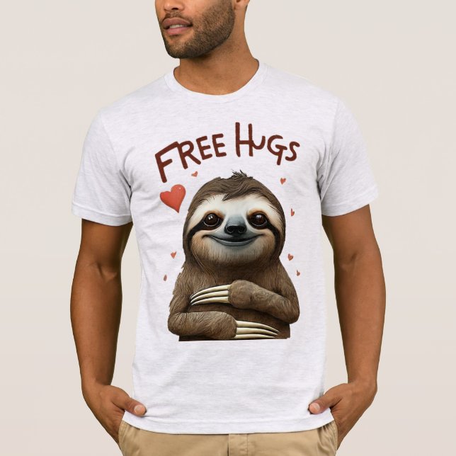 T-shirt Free Hugs cool Sloth Donner Gratuitement Hugs T-Sh (Devant)