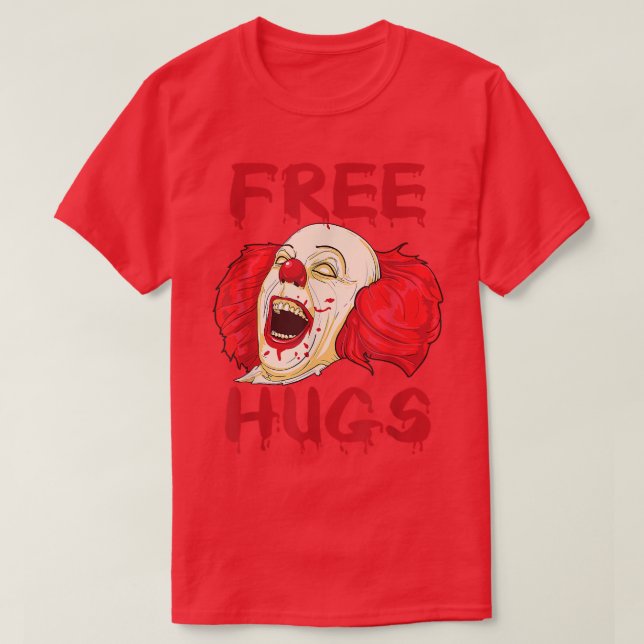 T-shirt Free Hugs Halloween Evil Killer Scary Clown Horror (Design devant)