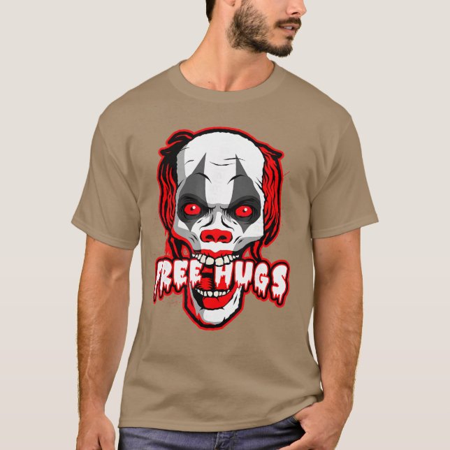 T-shirt Free Hugs Smiling Evil Killer Scary Clown Horror H (Devant)