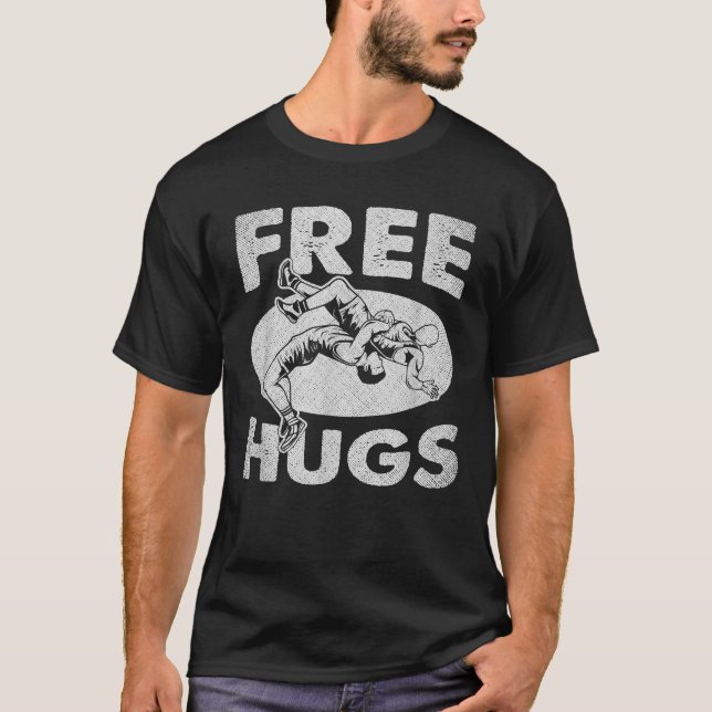 T-shirt Free Hugs Wrestling Funny Wrestling Dad (Devant)