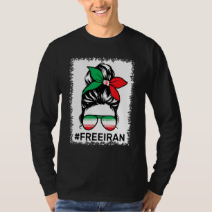 T-shirt Free Iran Women Life Freedom Bleached Messy Bun