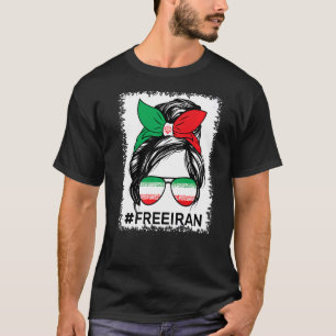 T-shirt Free Iran Women Life Freedom Bleached Messy Bun