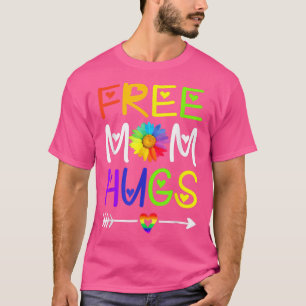 T-shirt Free Mama Hugs Daisy Rainbow Heart LGBT Pride Mont