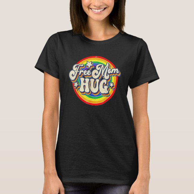 T-shirt Free Mom Hug LGBT Pride Pride Mom Month Retro Vint (Devant)