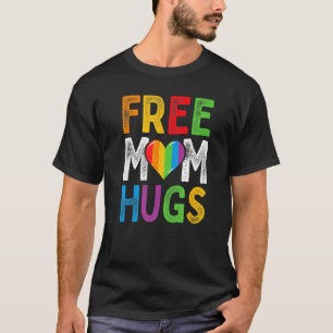 T-shirt Free Mom Hugs Boho Rainbow Heart Gay Lgbt Pride M