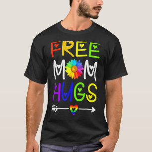 T-shirt Free Mom Hugs Daisy Rainbow Flower Heart Prid