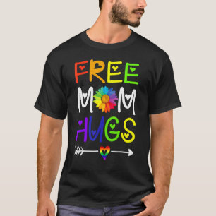 T-shirt Free Mom Hugs Daisy Rainbow Heart Lgbt Pride