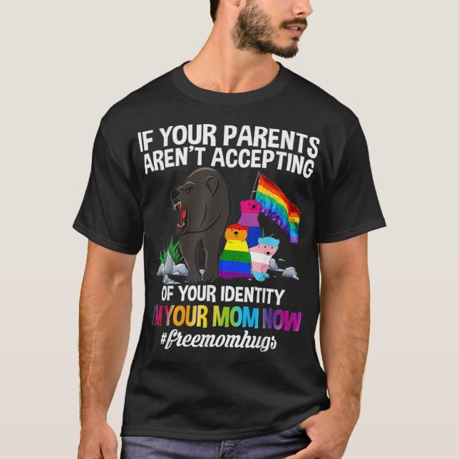 T-shirt Free Mom Hugs Fier Mama Bear LGBT Gay pride LGBTQ (Devant)