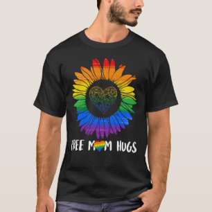 T-shirt Free Mom Hugs Gay pride LGBT Daisy Rainbow Flower 