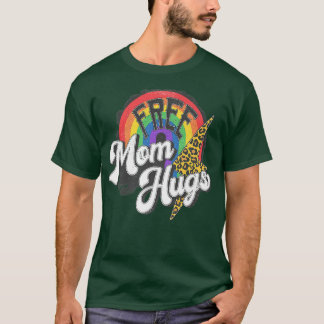 T-shirt Free Mom Hugs Leopard Rainbow Fier Maman LGBT Prid