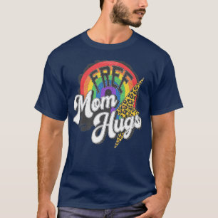 T-shirt Free Mom Hugs Leopard Rainbow Fier Maman LGBT Prid