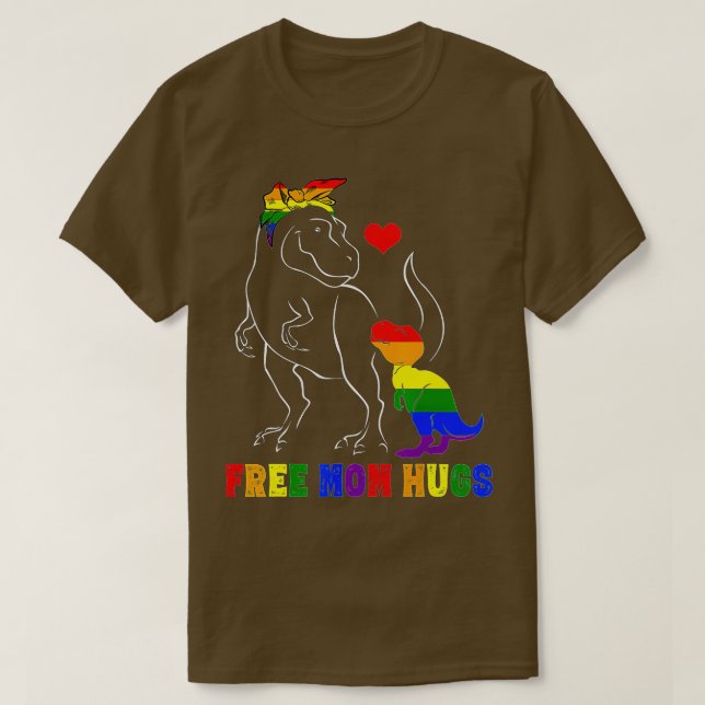 T-shirt Free Mom Hugs LGB Mom Mamasaurus Rainbow Cadeau (Design devant)