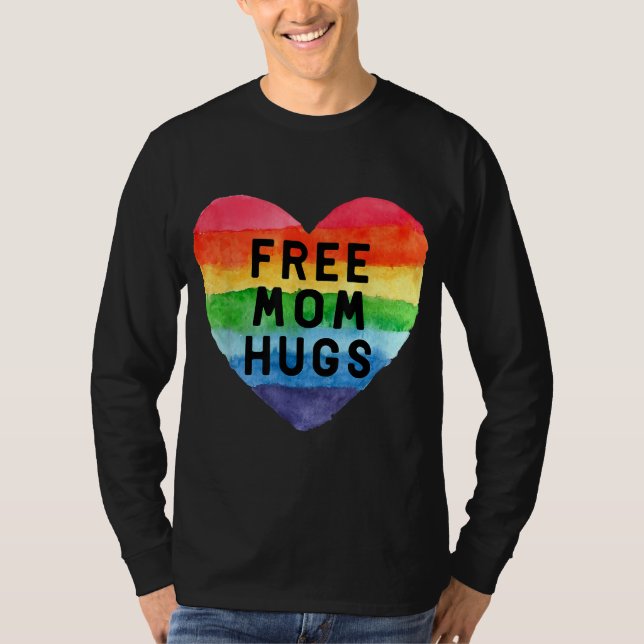 T-shirt Free Mom Hugs LGBT Drapeau Gay Lesbian Pride Parad (Devant)