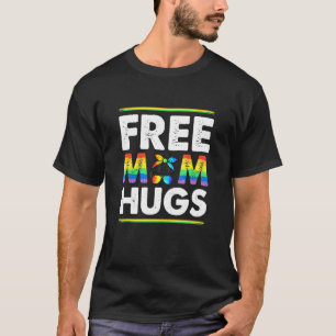 T-shirt Free Mom Hugs Messy Bun LGBT Pride Rainbow