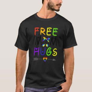 T-shirt Free Mom Hugs Messy Bun Lgbt Pride Rainbow