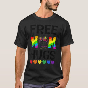 T-shirt Free Mom Hugs Messy Bun Lgbt Pride Rainbow