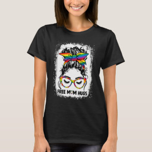 T-shirt Free Mom Hugs Messy Bun Lgbt Pride Rainbow 1
