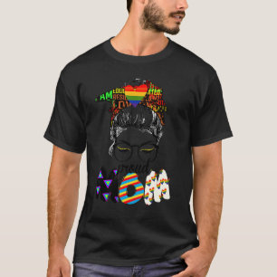 T-shirt Free Mom Hugs Messy Bun Lgbt Pride Sun Rainbow Tea