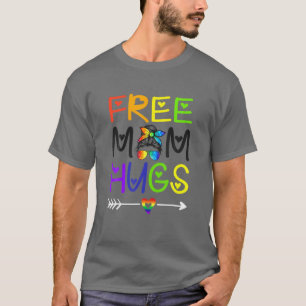 T-shirt Free Mom Hugs Messy Bun Rainbow Heart LGBT Pride M