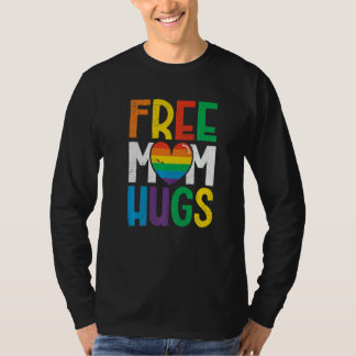 T-shirt Free Mom Hugs Rainbow Heart Lgbt Ally Pride Month 