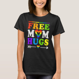 T-shirt Free Mom Hugs Rainbow Heart Lgbt Pride Gay Mois