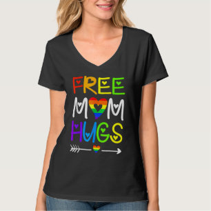 T-shirt Free Mom Hugs Rainbow Heart Lgbt Pride Mois