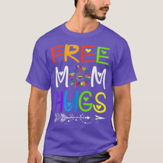 T-shirt Free Mom Hugs Rainbow Sunflower LGBT Pride Mois 